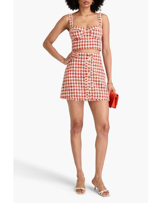 Cara Cara Red Claudine oberteil aus tweed mit gingham-karo