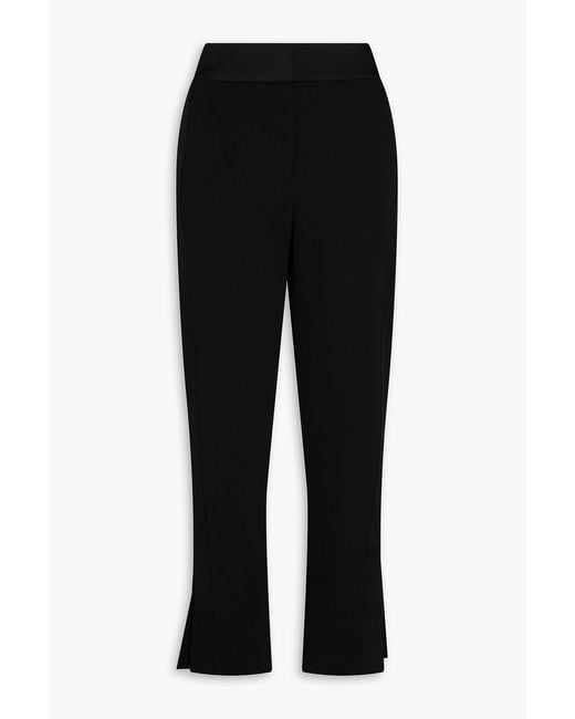Jonathan Simkhai Black Nylah Satin-Trimmed Crepe Straight-Leg Pants