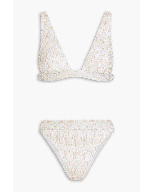 Missoni White Crochet-knit Triangle Bikini
