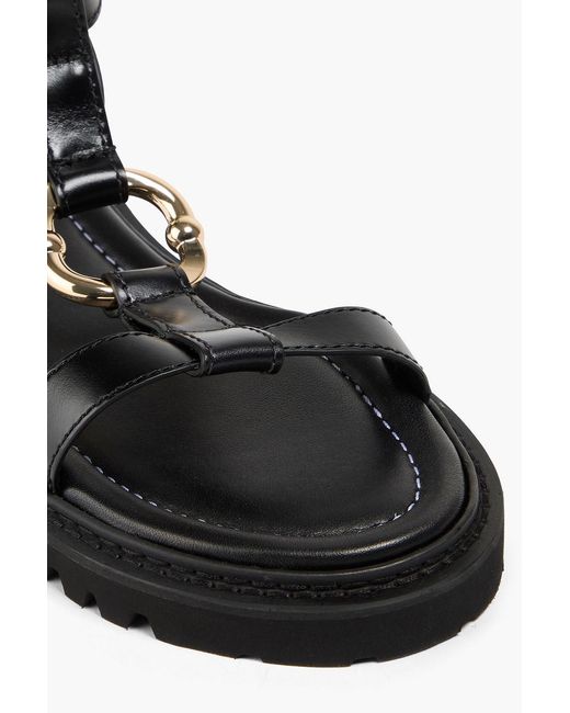 Claudie Pierlot Black Ring-embellished Leather Sandals