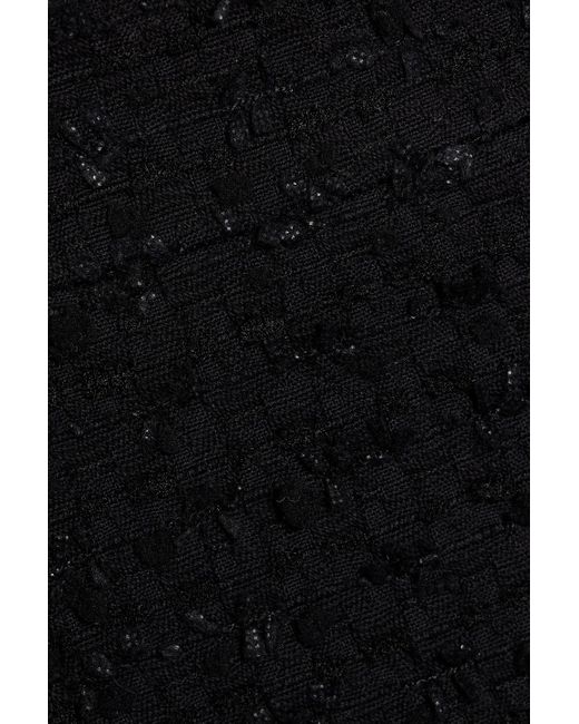Thom Browne Black Frayed Cotton-Blend Bouclé-Tweed Midi Skirt