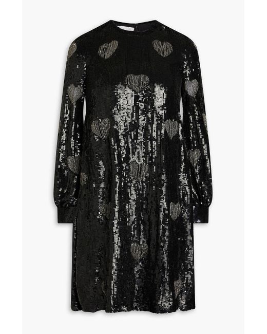 Valentino Garavani Black Embellished Silk-tulle Mini Dress