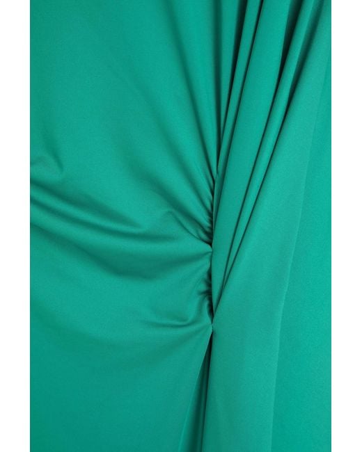 Victoria Beckham Green Draped Stretch-Jersey Maxi Dress
