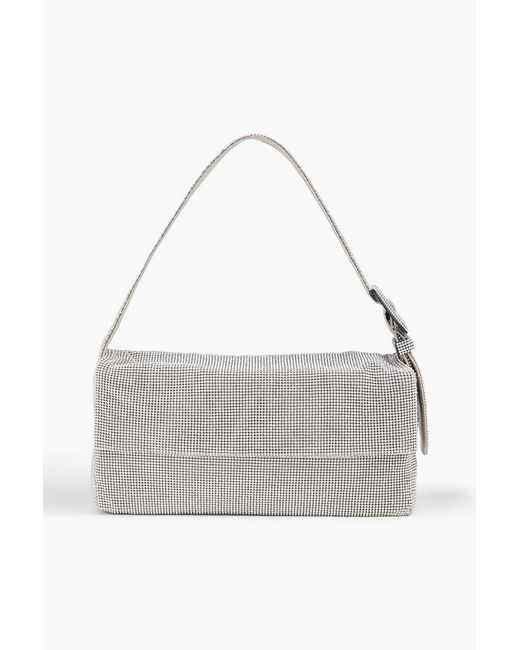 Benedetta Bruzziches Metallic Vitty La Grande Crystal-Embellished Satin Shoulder Bag