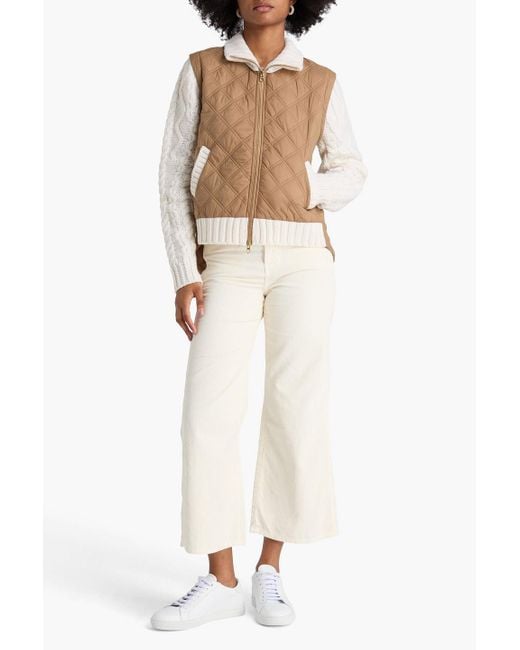 Veronica Beard Natural Patra Quilted Shell And Cable-knit Wool-blend Jacket