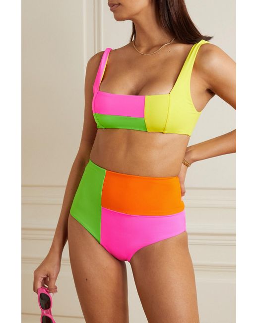 Mara Hoffman Pink Lydia bikini-höschen aus stretch-econyl® in colour-block-optik