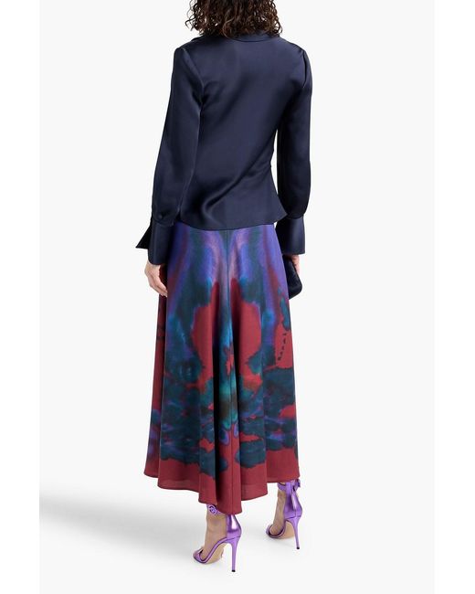 Jonathan Simkhai Blue Symone Draped Satin-Crepe Blouse