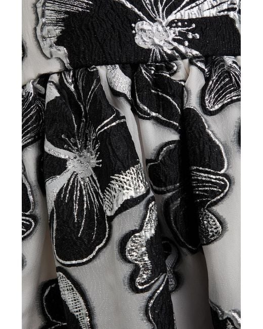Stine Goya White Metallic Floral-Jacquard Midi Dress
