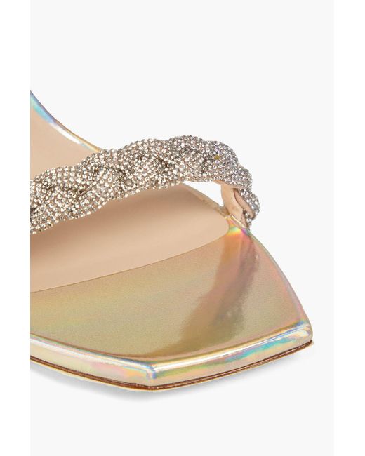 Stuart Weitzman White Iridescent Crystal-embellished Leather Sandals