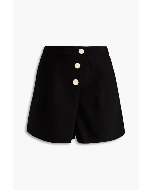 Maje Black Wrap-effect Twill Shorts