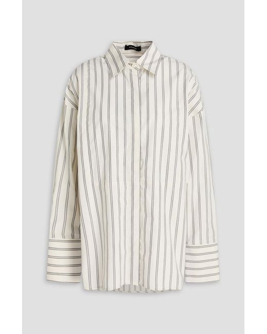 A.Emery White Linter Striped Cotton-Poplin Shirt