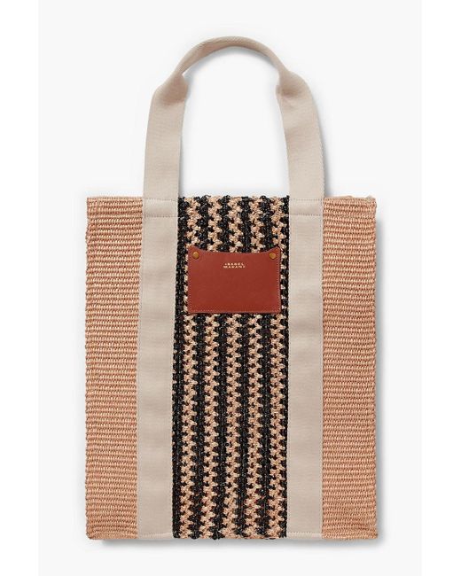 Isabel Marant Puebla Leather And Twill-Trimmed Striped Straw