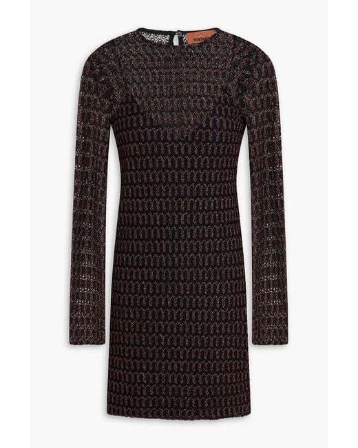 Missoni Black Metallic Crochet-Knit Mini Dress