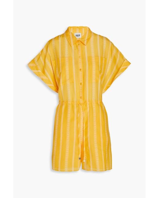 Claudie Pierlot Yellow Printed Cotton And Silk-blend Voile Playsuit