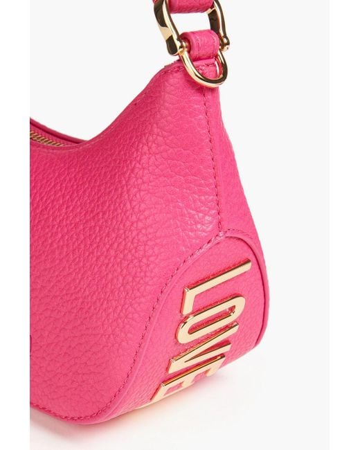 Love Moschino Pink Faux Textured Leather Shoulder Bag