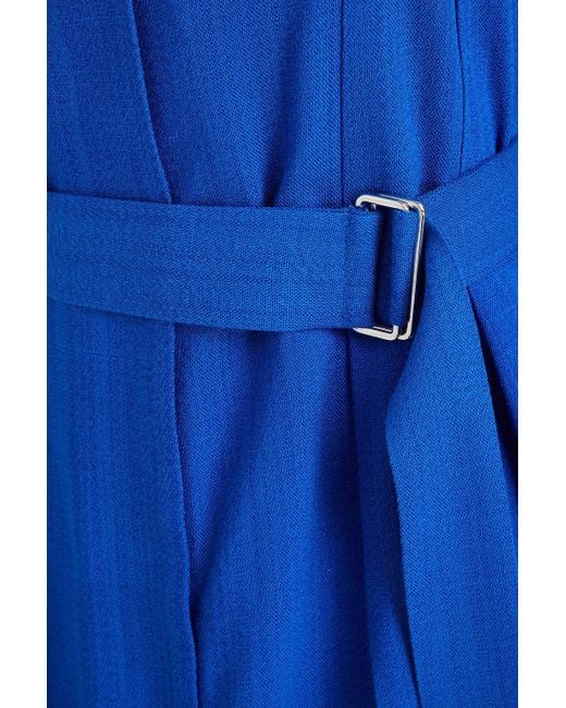 Victoria Beckham Blue Strapless Belted Canvas Mini Dress