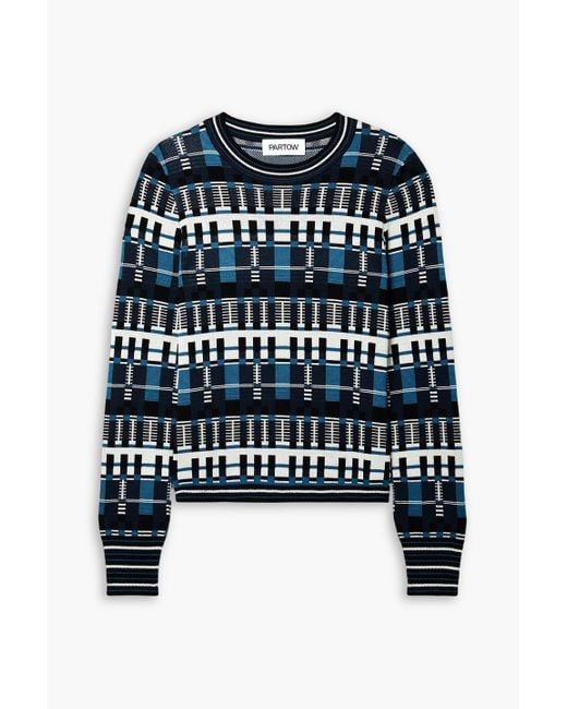 Partow Blue Kai Silk And Wool-blend Jacquard Sweater