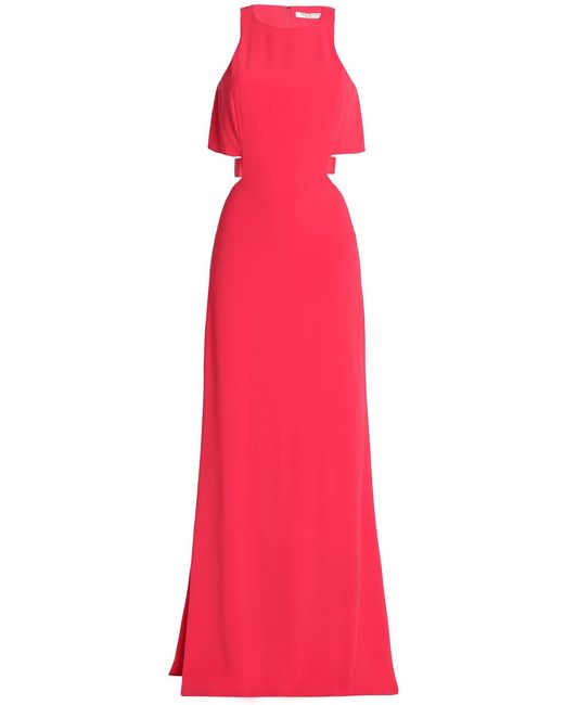 Halston Heritage Red Cutout Crepe Gown