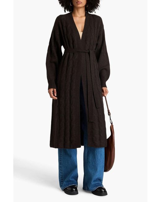 LeKasha Black Burano Cable-knit Cashmere Cardigan