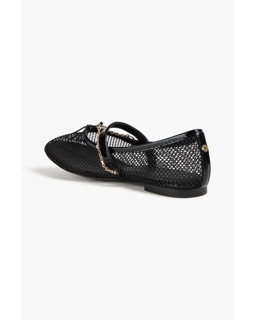 Maje Black Patent mary-jane-ballerinas aus netzmaterial mit lederbesatz