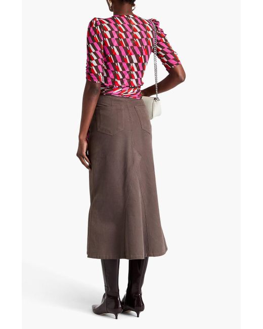 Diane von Furstenberg Red Abbie body aus mesh mit print und schleife