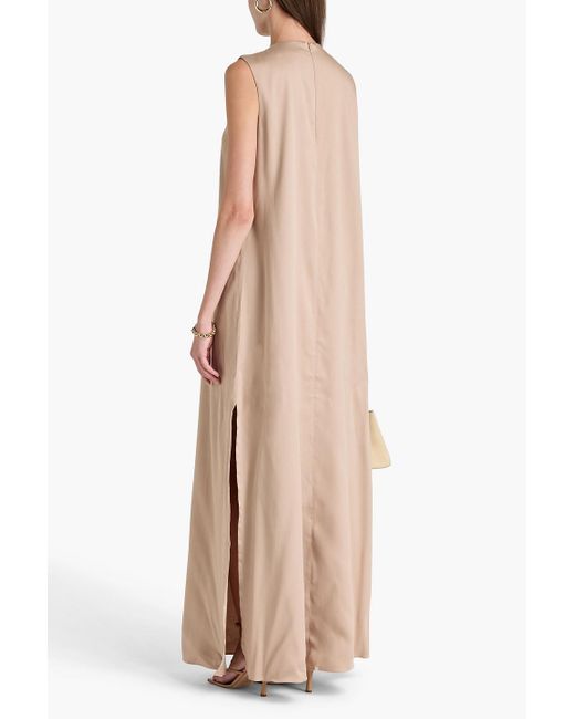 Mother Of Pearl Natural Embellished Tml-blend Satin-twill Maxi Dress