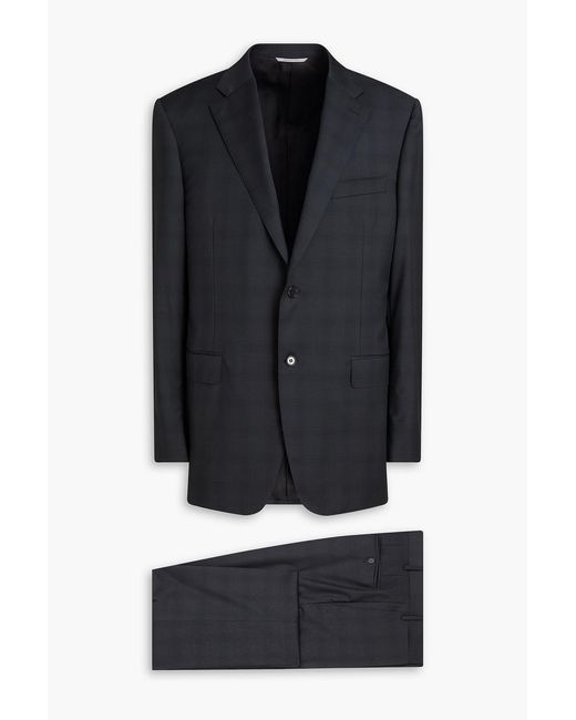Canali Black Checked Wool Suit for men