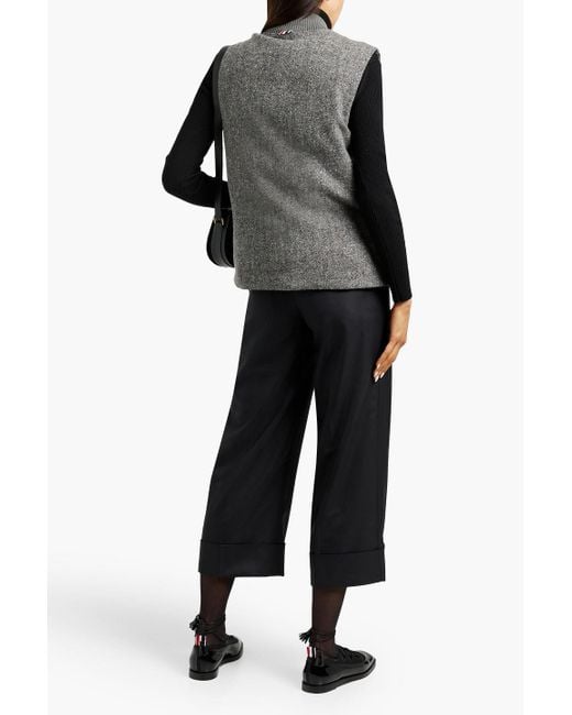 Thom Browne Gray Striped Merino Wool And Mohair-Blend Tweed Down Vest