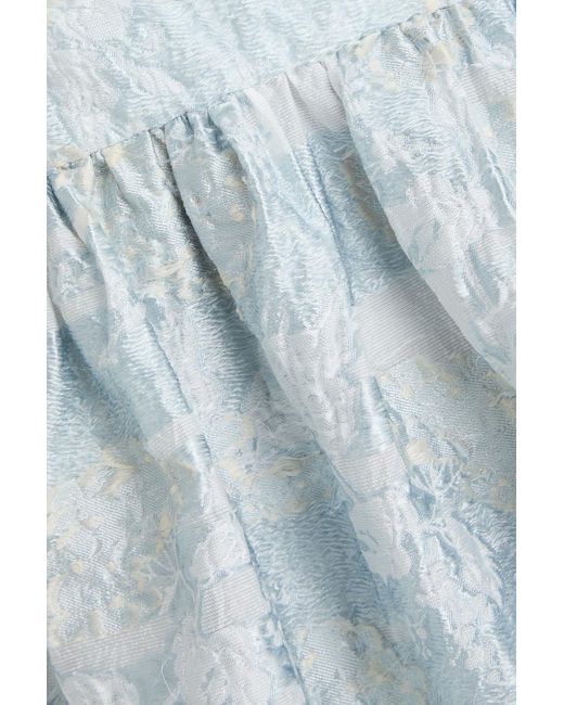 Stine Goya Blue Sghari oberteil aus floralem jacquard mit cut-outs