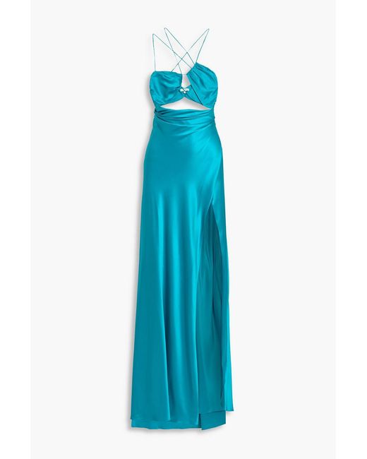 The Sei Blue Cutout Silk-Satin Gown