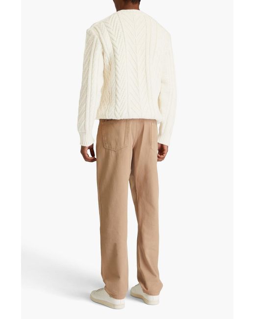 Dunhill Natural Cable-knit Wool And Cotton-blend Sweater for men