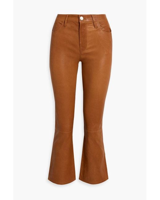 FRAME Brown Le Crop Mini Boot Leather Bootcut Pants
