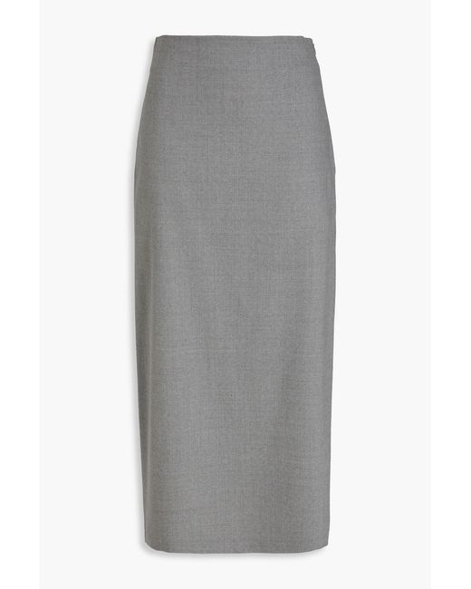 Loulou de Saison Gray Samos Wool-blend Twill Midi Skirt