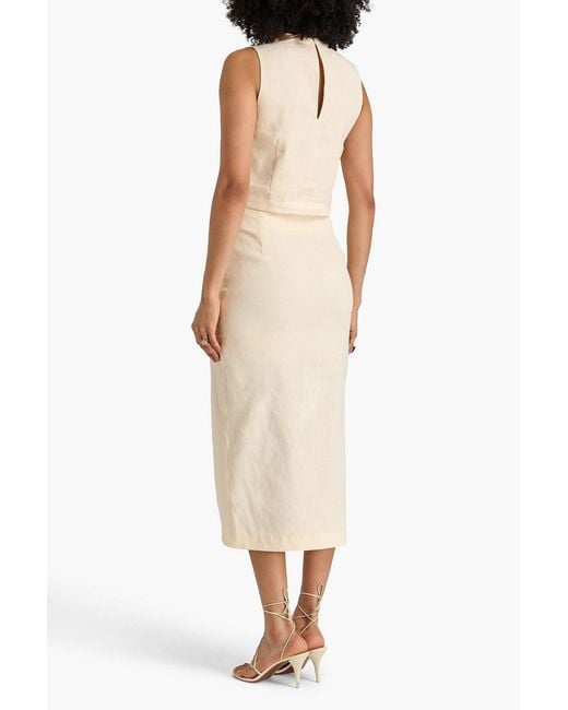 Sandro Natural Linen-Blend Midi Skirt