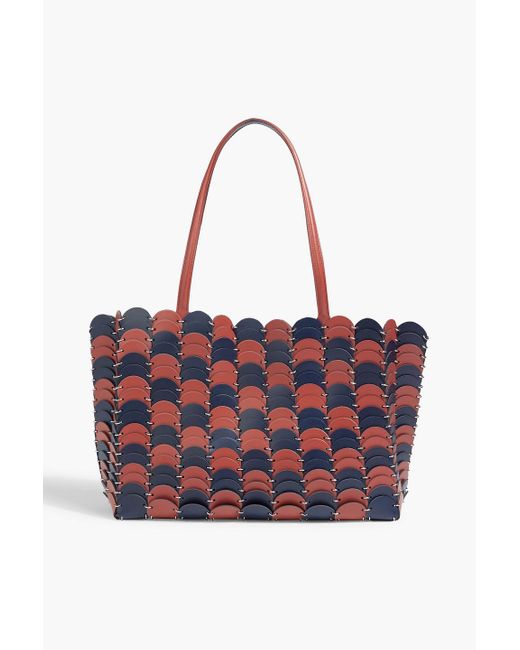 Rabanne Red Pacoio Cabas Laser-cut Leather Tote