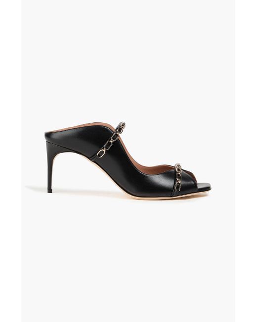 Malone Souliers Black Noah 70 Chain-Embellished Leather Mules