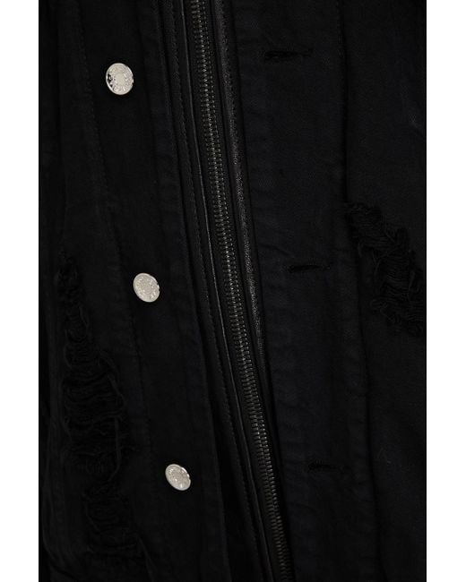 Dolce & Gabbana Jeansjacke mit lederbesatz in distressed-optik in Black für Herren
