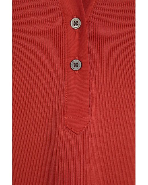 Veronica Beard Red Oberteil "coralee" aus geripptem stretch-pima-baumwoll-jersey mit popeline-einsätzen