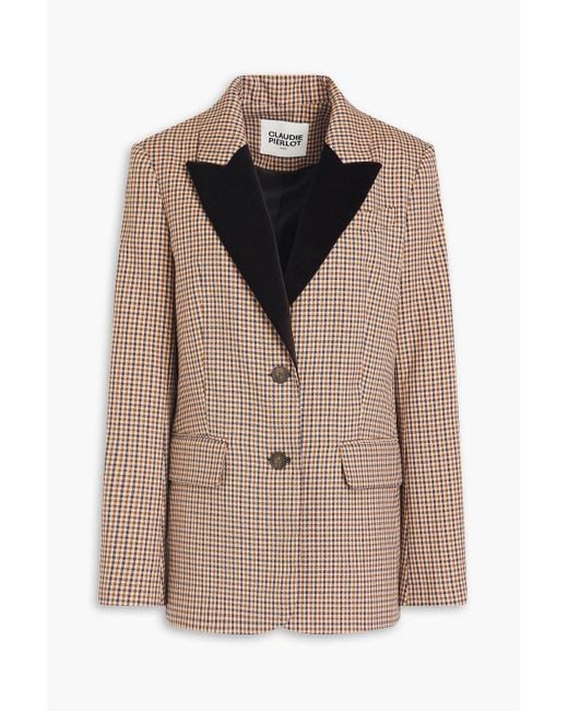 Claudie Pierlot Brown Checked Twill Blazer