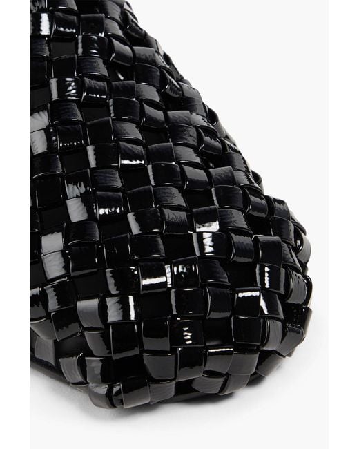 A.W.A.K.E. MODE Black Woven Patent-Leather Clogs