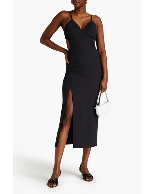 Cinq À Sept Black Adria Cutout Stretch-crepe Midi Dress