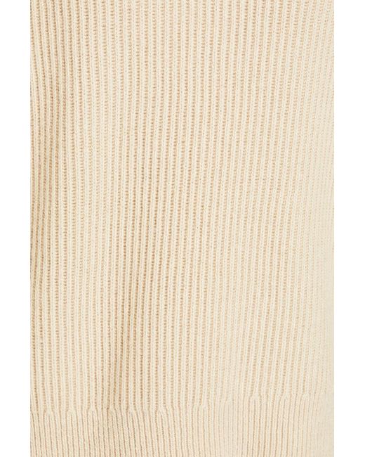 Joseph Natural Ribbed Cotton, Wool And Cashmere-blend Sweater