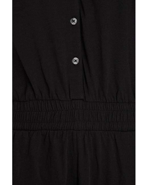 ATM Black Shirred Cotton-jersey Jumpsuit