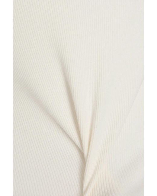 ÉTERNE White Ribbed Jersey Maxi Dress