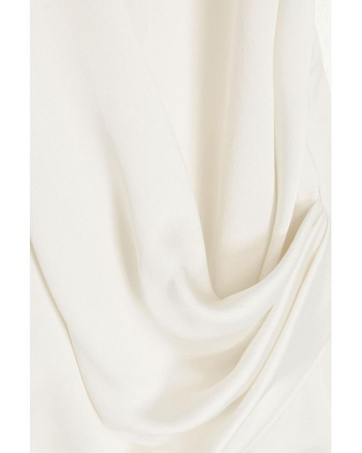 Jonathan Simkhai White Wrap-effect Draped Satin-crepe Top