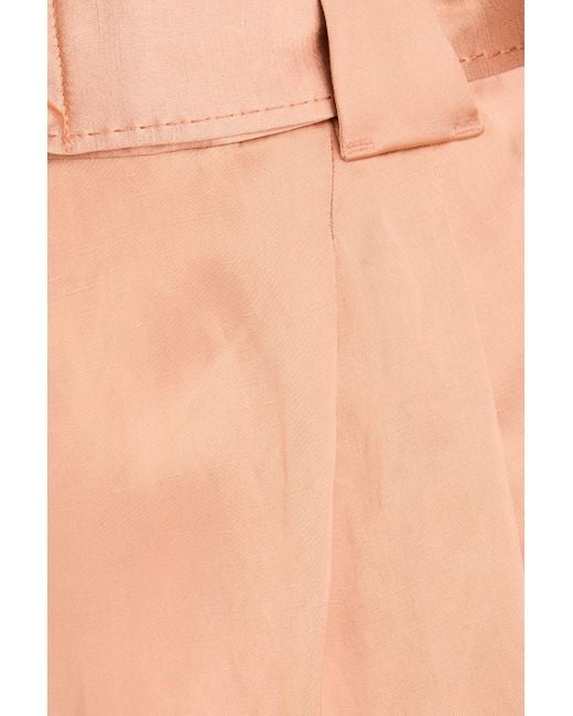 Zimmermann Pink Belted Shantung Wide-leg Pants