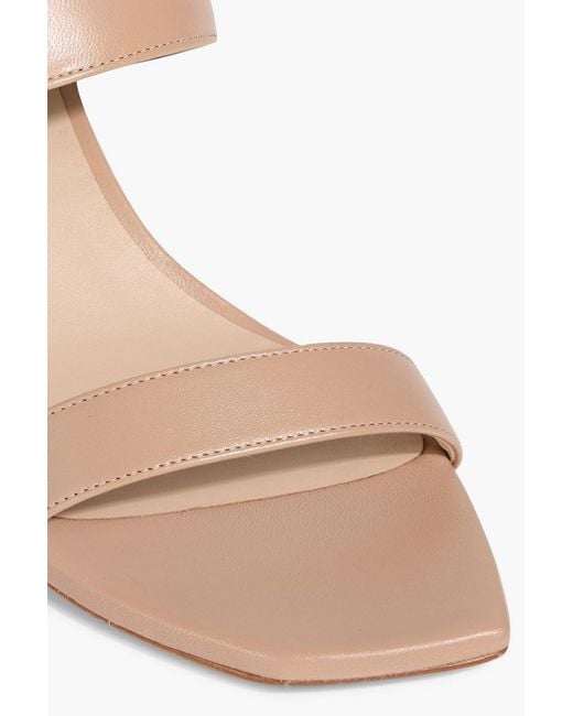 Stuart Weitzman White Piper 75 Faux Pearl-Embellished Leather Mules