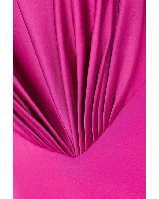 Rhea Costa Pink Off-the-shoulder Draped Satin Gown