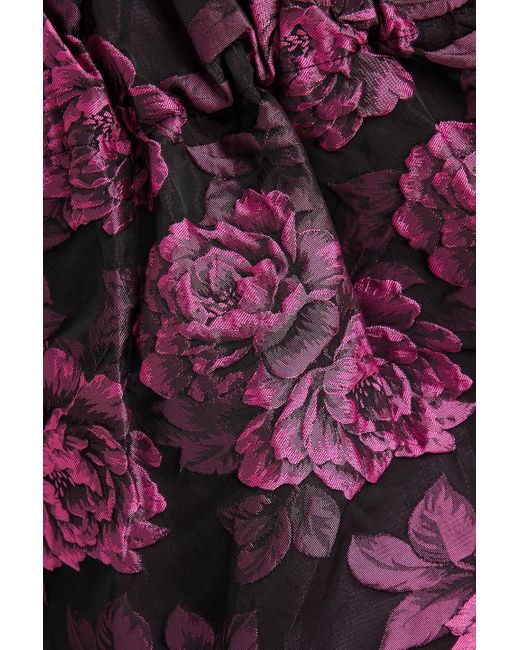 Ganni Purple Minirock aus floralem jacquard