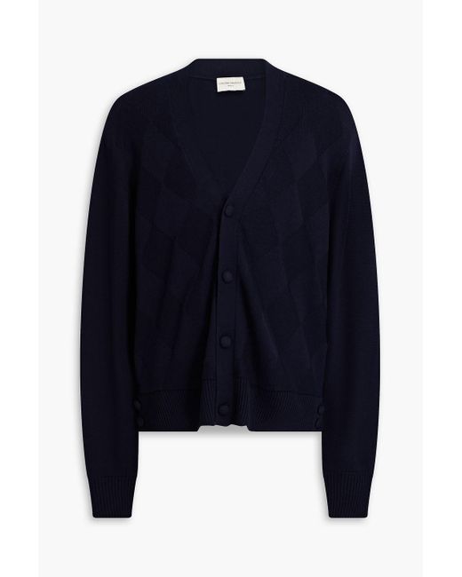 Officine Generale Blue Murray Argyle Merino Wool Cardigan for men